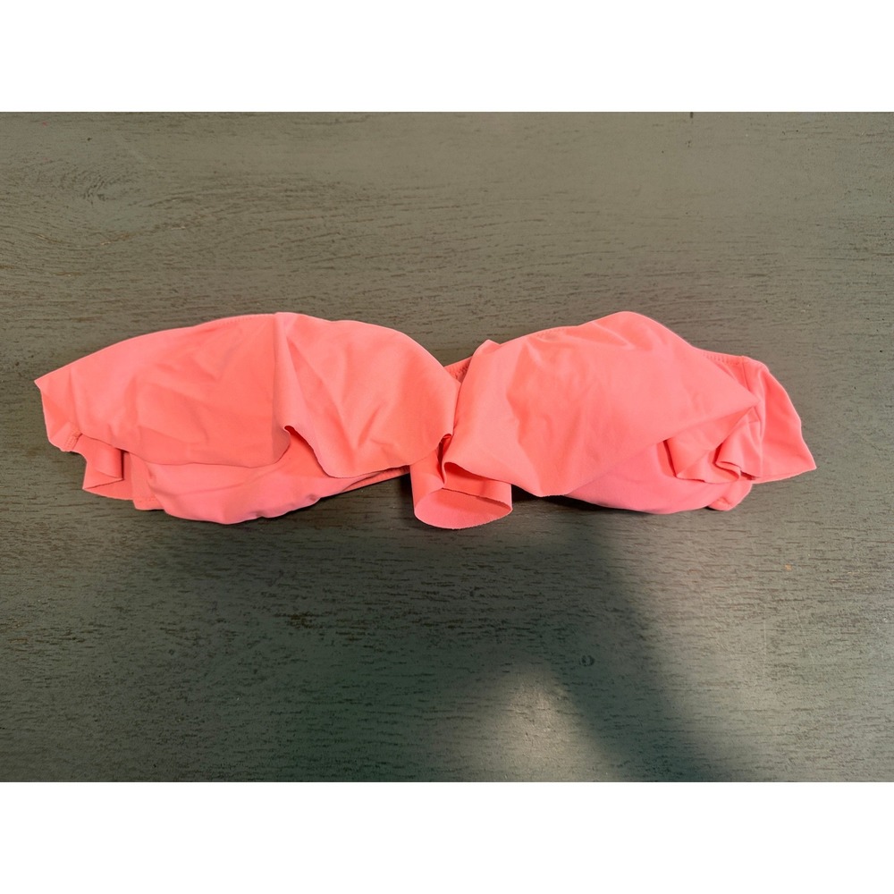 Victorias Secret Pink Ruffle Bandeau Bikini Top Size Medium Coral Swimwear